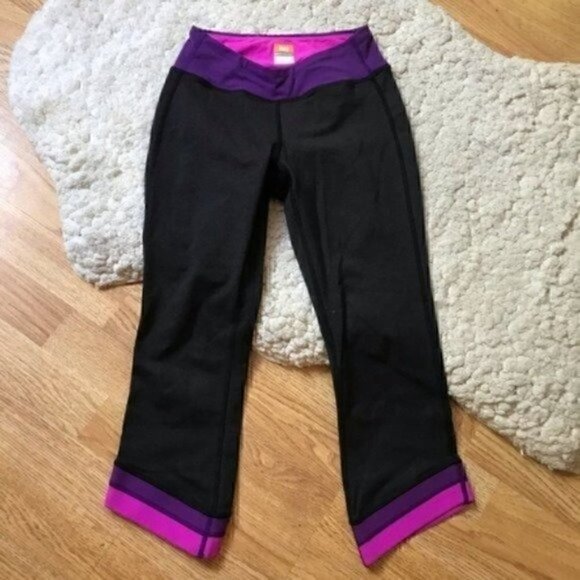 Lucy: POWERMAX Black/ Pink/ Purple Capris Sz XS - Picture 2 of 8